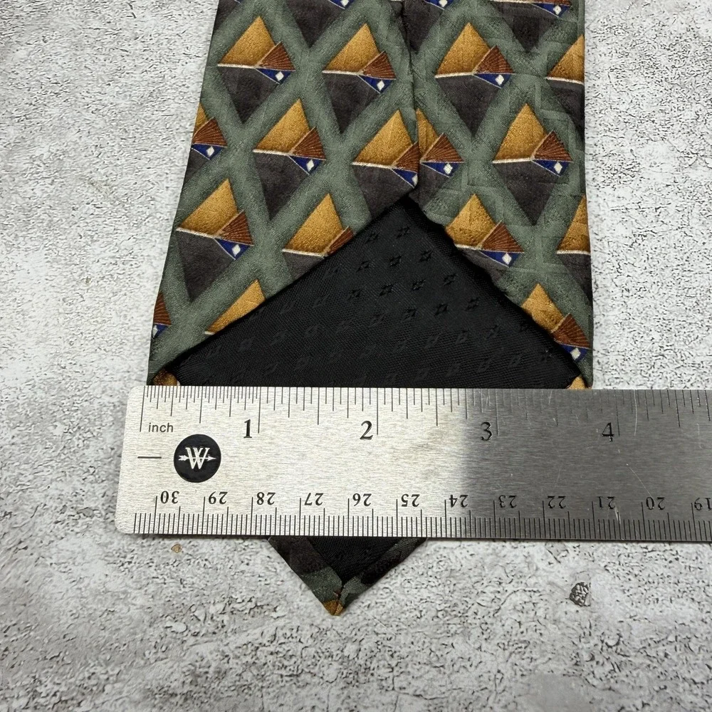 Oscar‎ De La Renta 100% Silk Tie Mens One Size Green Made In Mexico Necktie